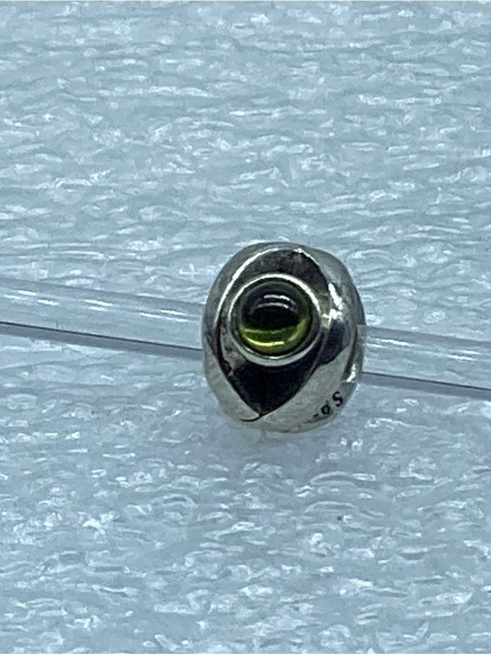 Pandora, “Silver Green Peridot Eye” Charm S925 Ale (Retired) A90-9